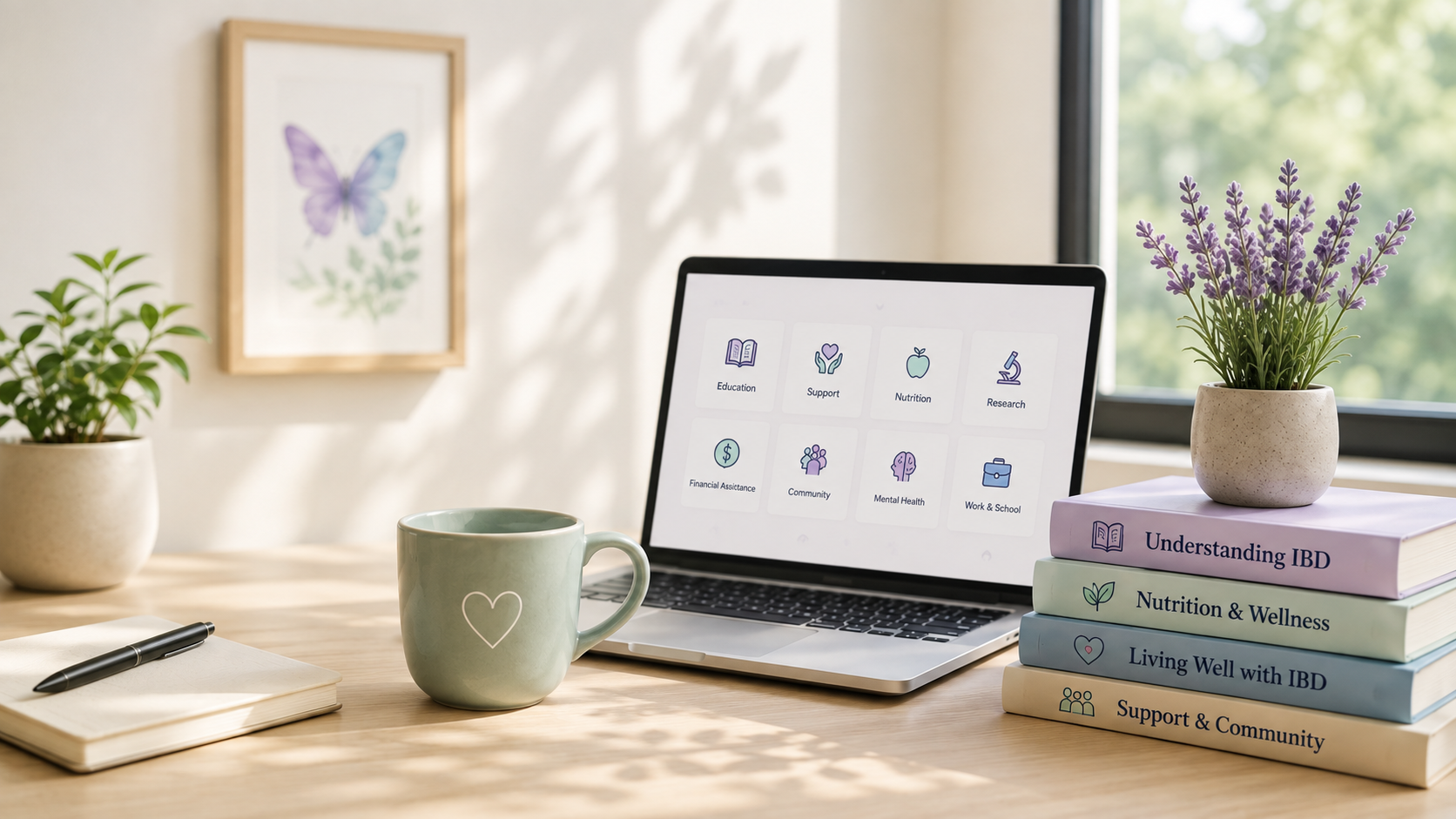 A calm workspace representing trusted educational and support resources